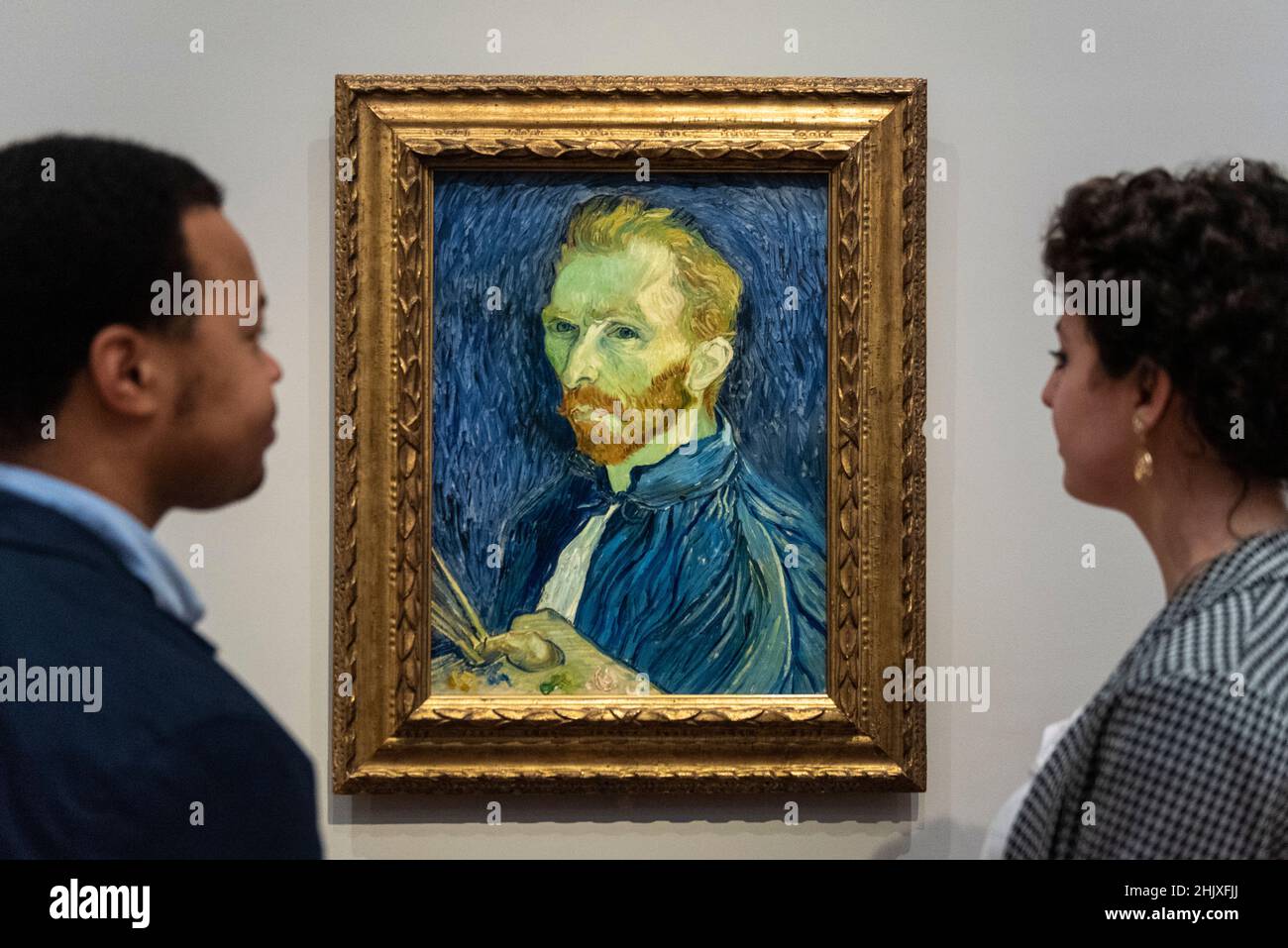 London, Großbritannien. 1. Februar 2022. 'Self-Portrait', 1889, von Vincent van Gogh. Self-Portraits“, eine Ausstellung von 16 Selbstporträts von Vincent van Gogh von 1886 bis 1889. Die Werke sind vom 3. Februar bis 8. Mai 2022 in der Courtauld Gallery zu sehen. Kredit: Stephen Chung / Alamy Live Nachrichten Stockfoto