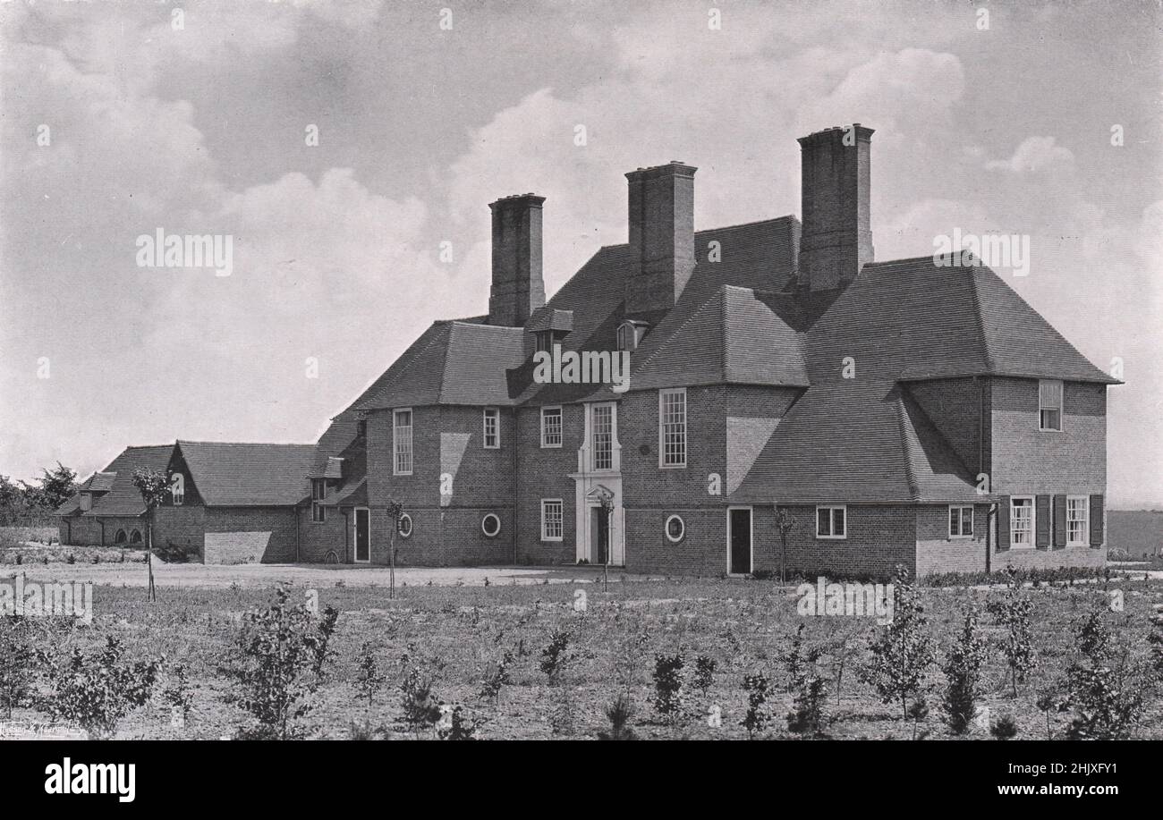 Der Eingang vor. Cambridgeshire. Middlefield, Great Shelford. - Entworfen von Herrn E. L. Lutyens (1922) Stockfoto