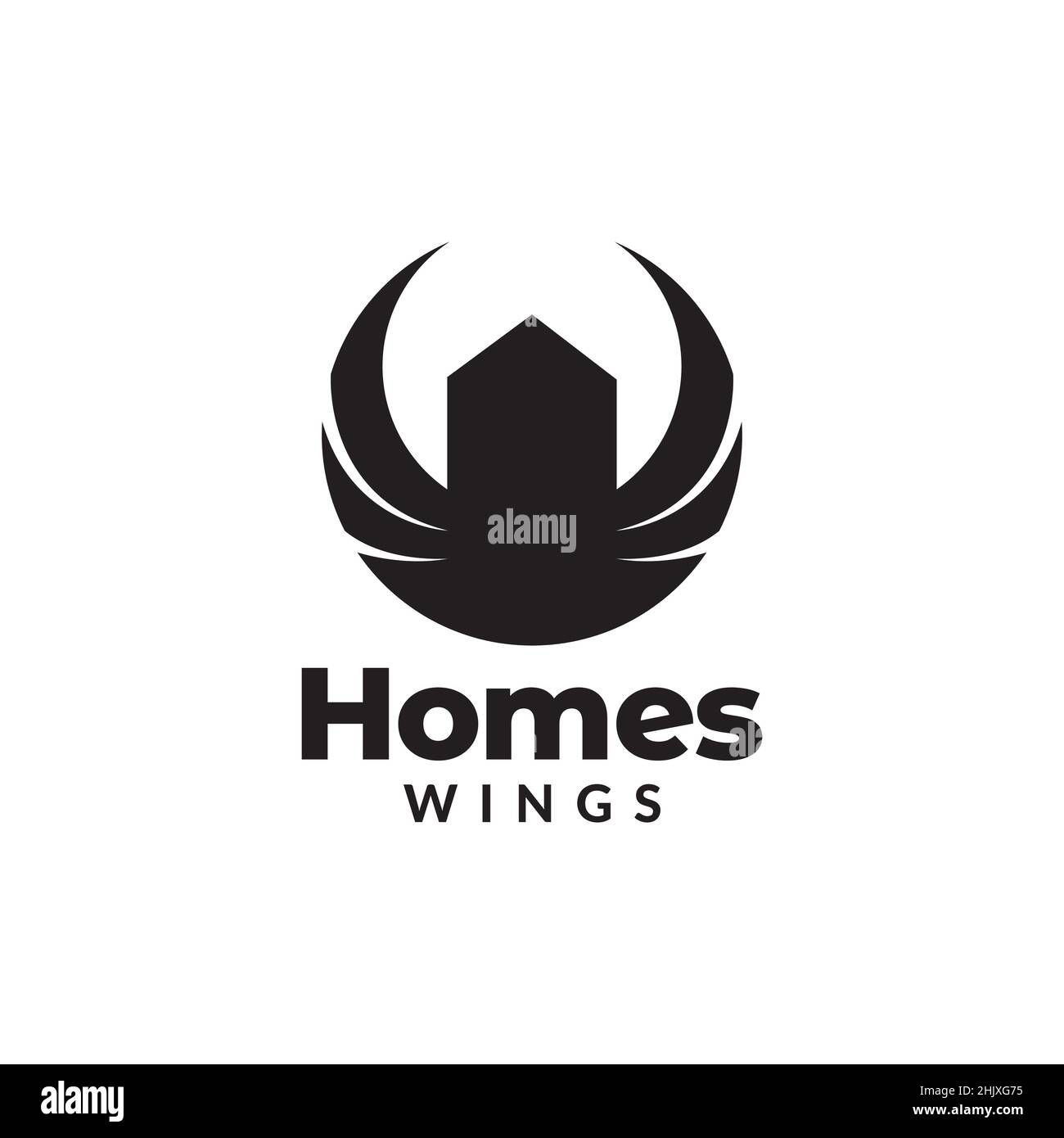 Shape Hause mit Flügeln Logo-Design, Vektor-Grafik Symbol Symbol Illustration kreative Idee Stock Vektor