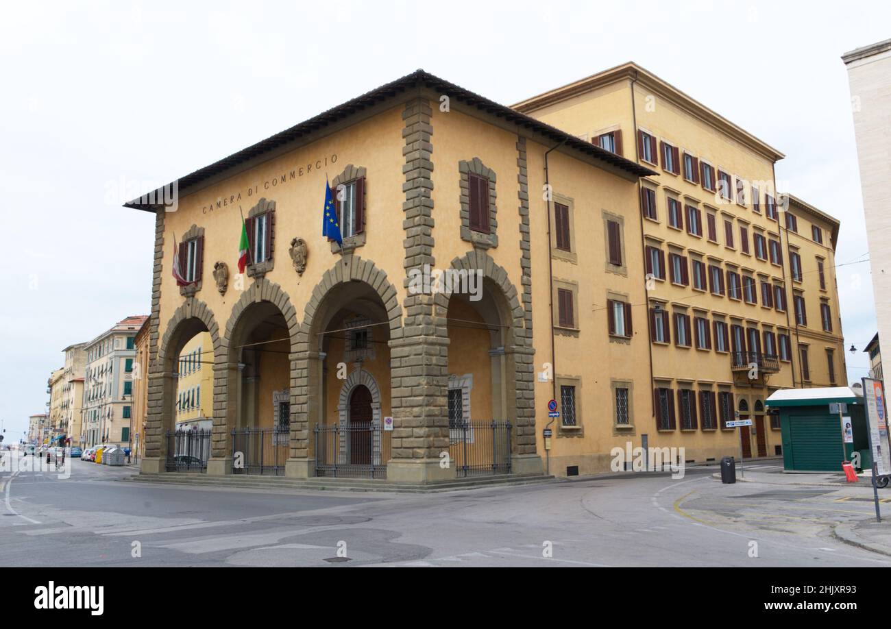 Das Gebäude der Handelskammer, Livorno, Italien. Stockfoto