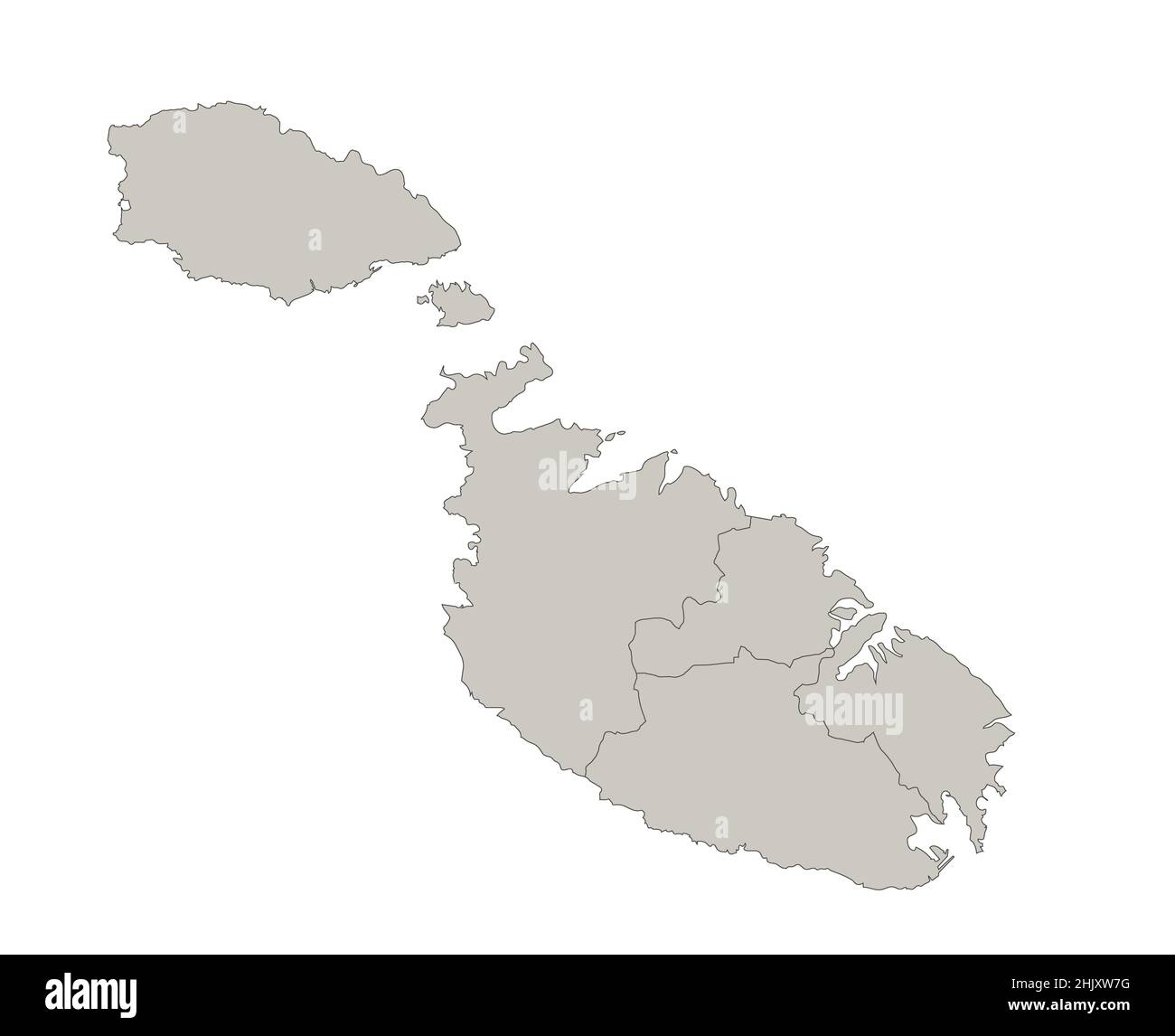 Malta Regionen Karte, Infografiken und Symbole, leer Stockfoto