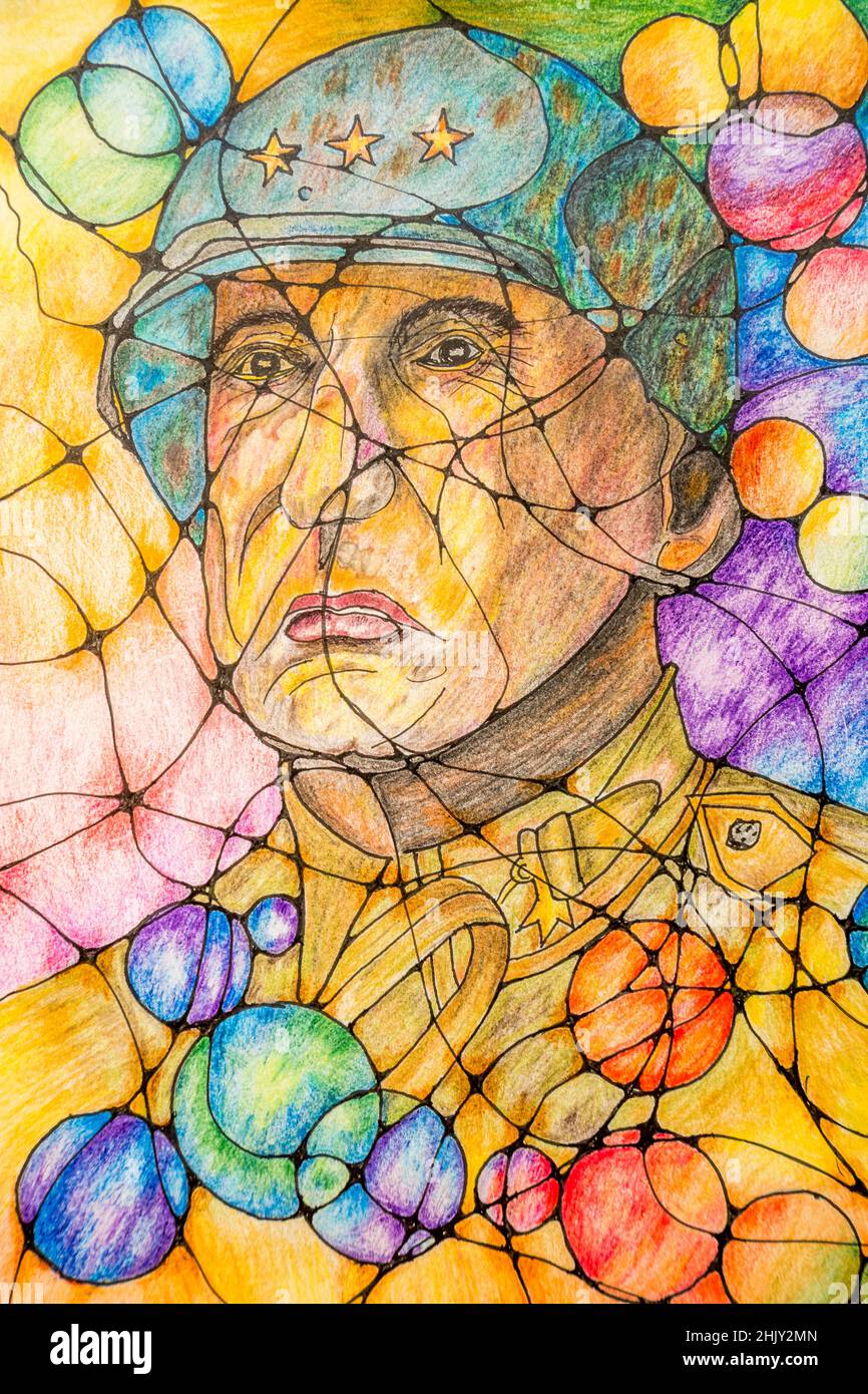 Bild von General Patton in neurographischer Kunstform Stockfoto