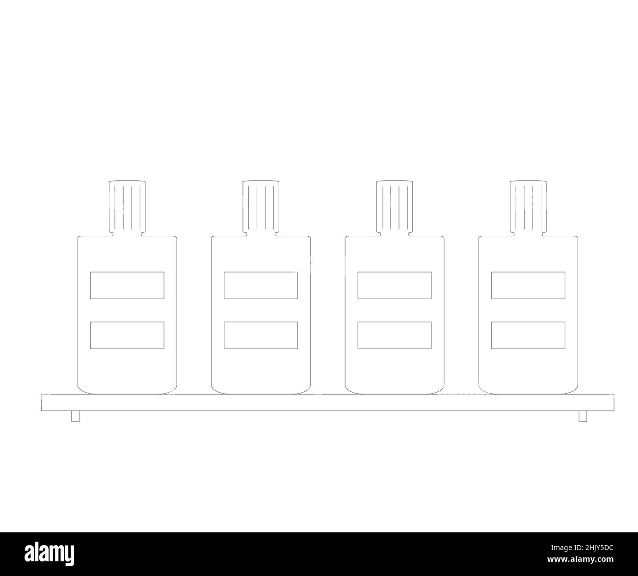 Regal mit Kosmetikprodukten für Haut oder Haar. Vektorgrafik Stock Vektor