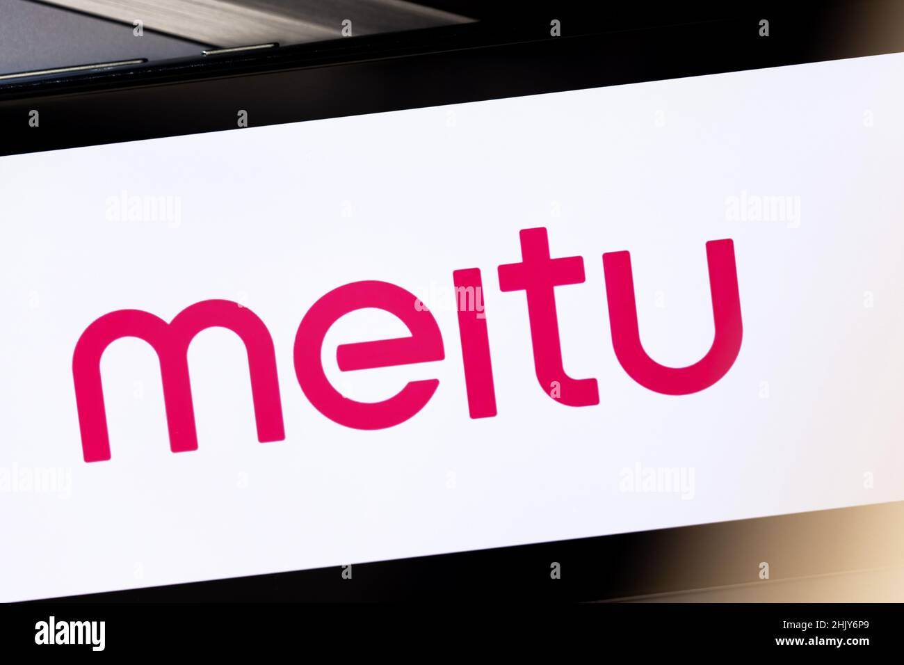 Meitu Editorial. Illustratives Foto für Nachrichten über Meitu - ein chinesisches Technologieunternehmen Stockfoto