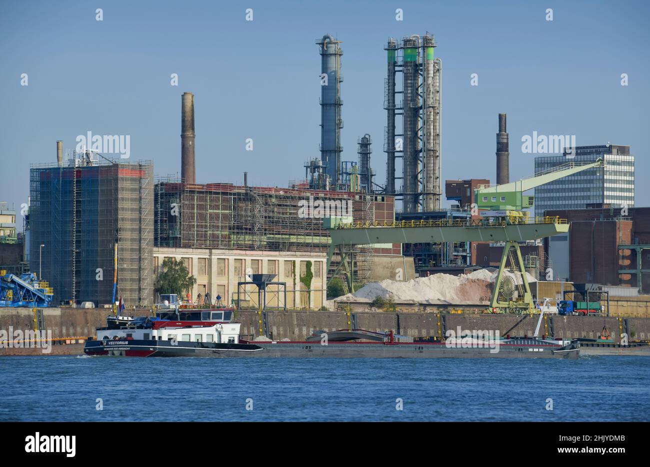 Chemiewerk der Bayer AG, Rhein, Leverkusen, Nordrhein-Westfalen, Deutschland Stockfoto