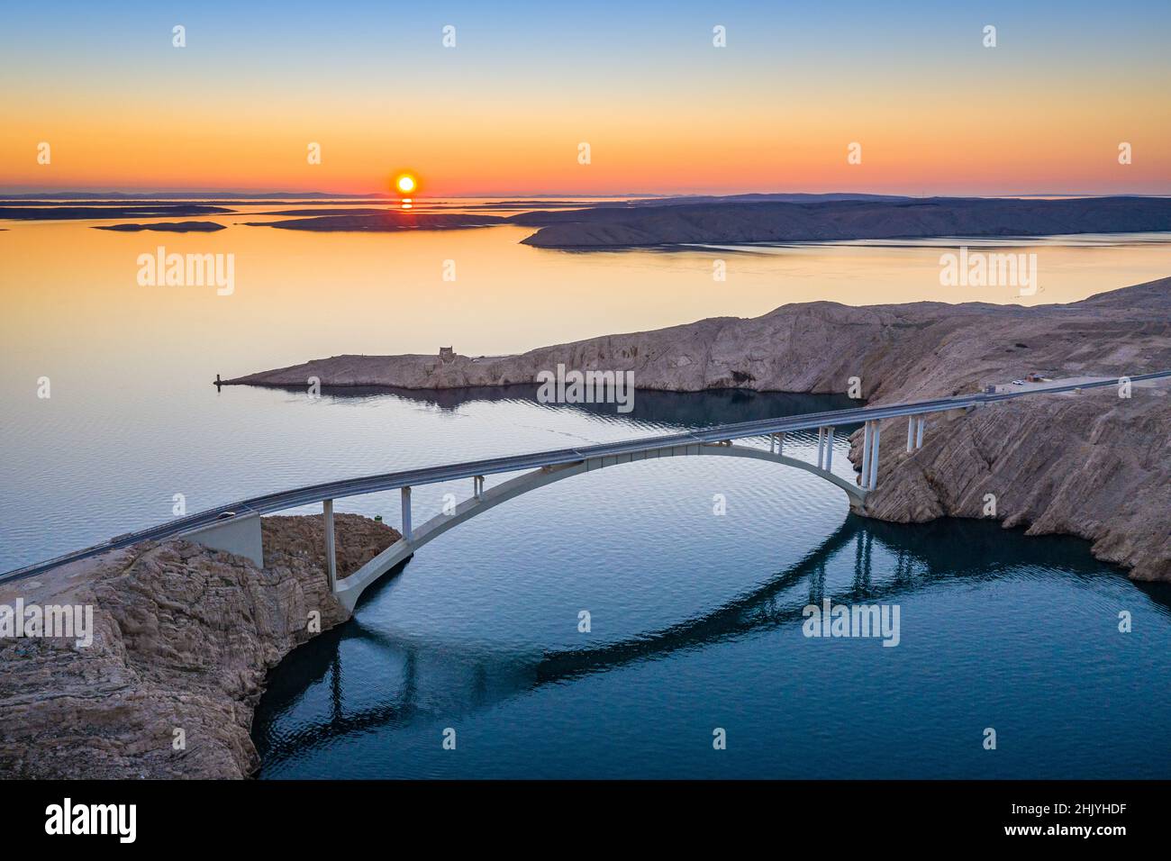 Brücke zur Insel Pag Stockfoto