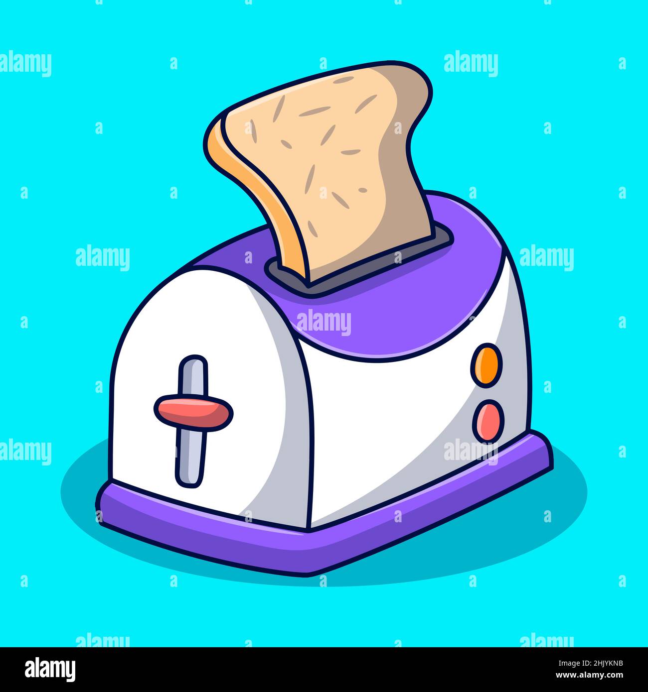 Toaster-Illustration mit farbigen handgezeichneten Doodle-Stil Stock Vektor