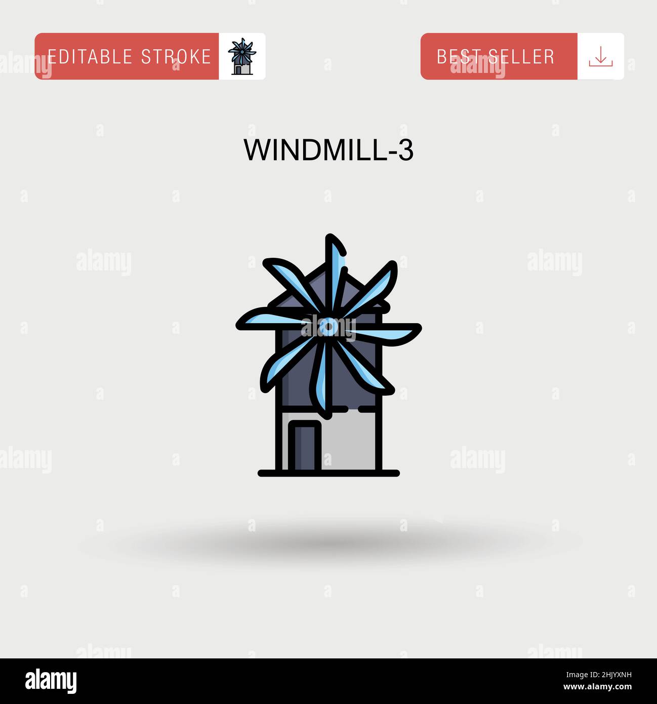 Windmill-3 einfaches Vektorsymbol. Stock Vektor