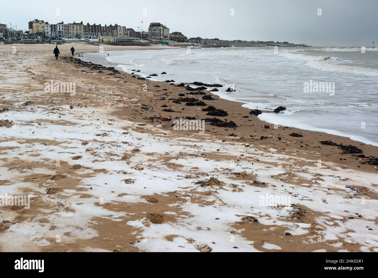 Margate Main Sands im Schnee, Margate, Kent Stockfoto