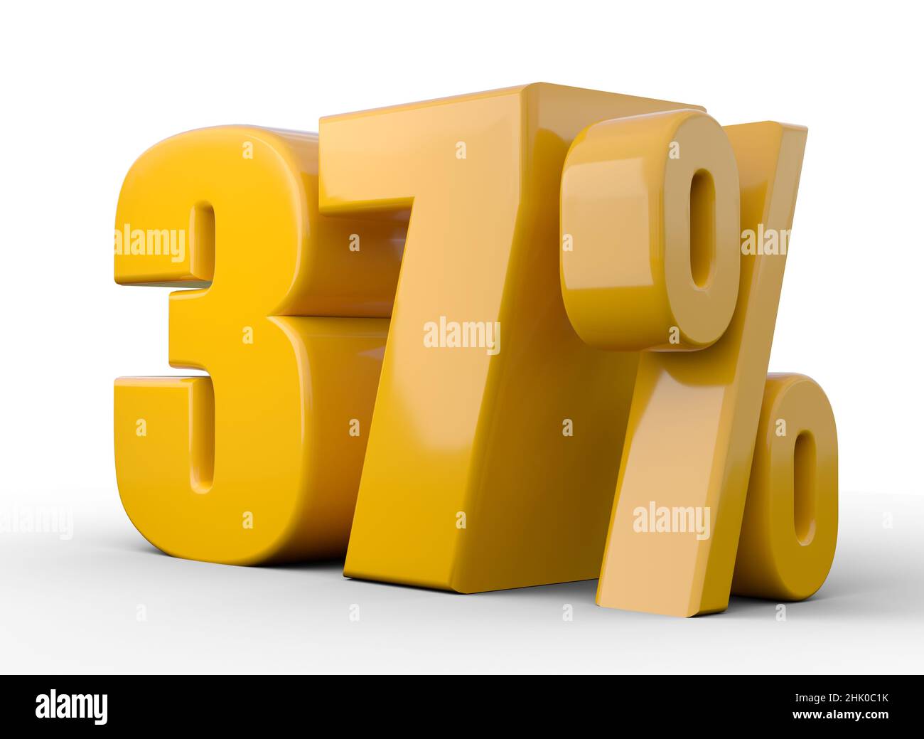 37 % 3D Abbildung. Orange siebenunddreißig Prozent Sonderangebot auf weißem Hintergrund Stockfoto