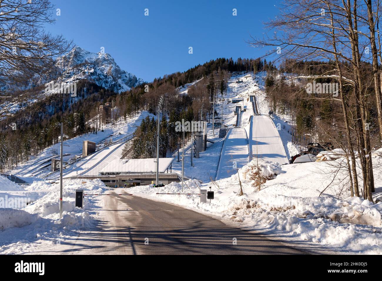 Skisprungschanze Planica im Winter, Slowenien Stockfoto