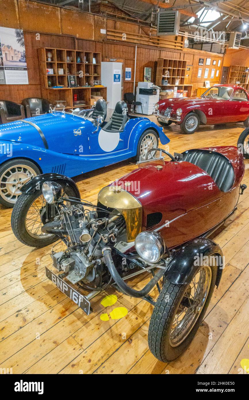 Autos im Museum von Morgan Autos in Malvern Link Worcestershire Stockfoto