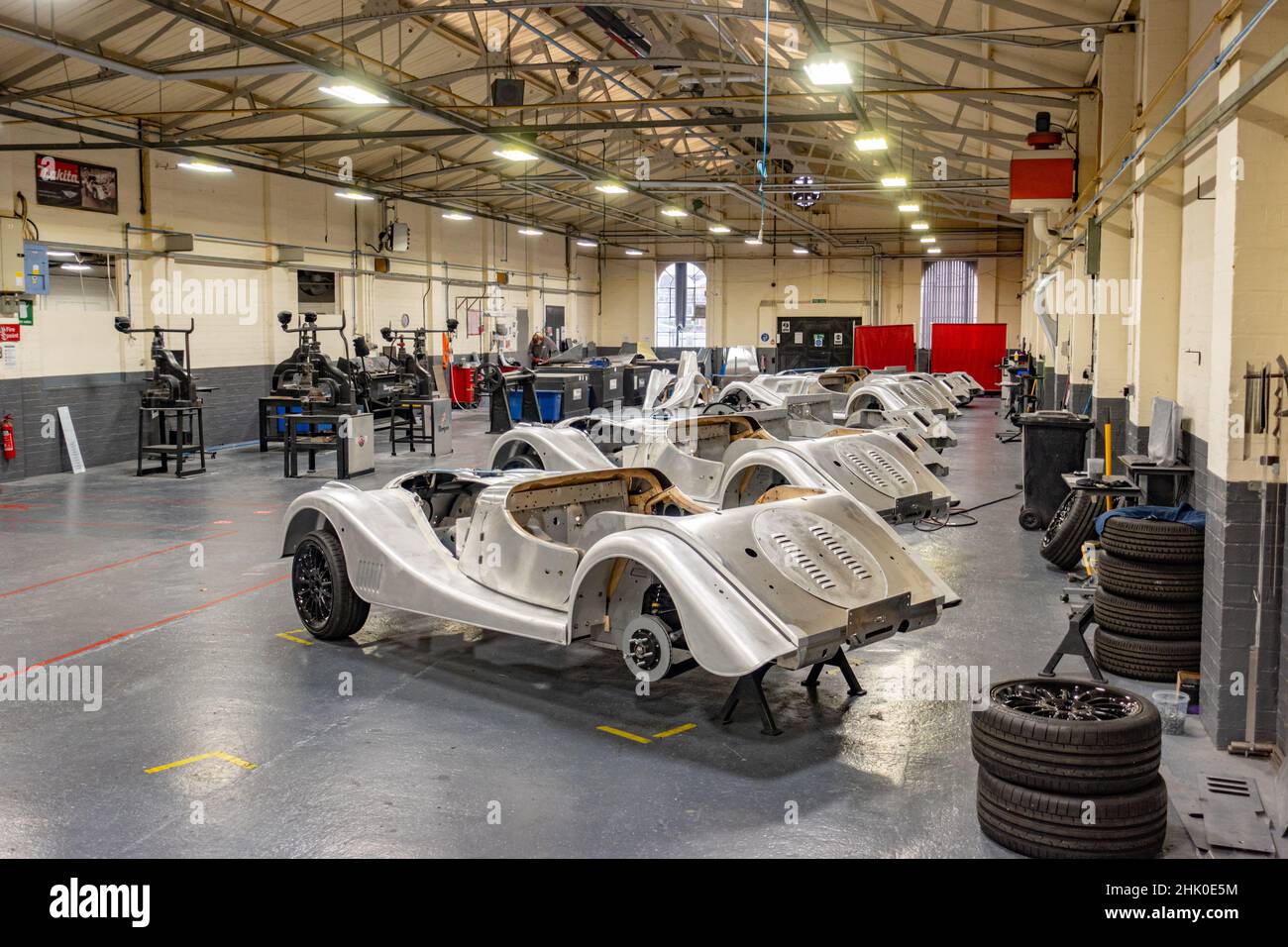 Autos von Morgan werden in ihrem Werk in Malvern Link, Worcestershire, gebaut Stockfoto