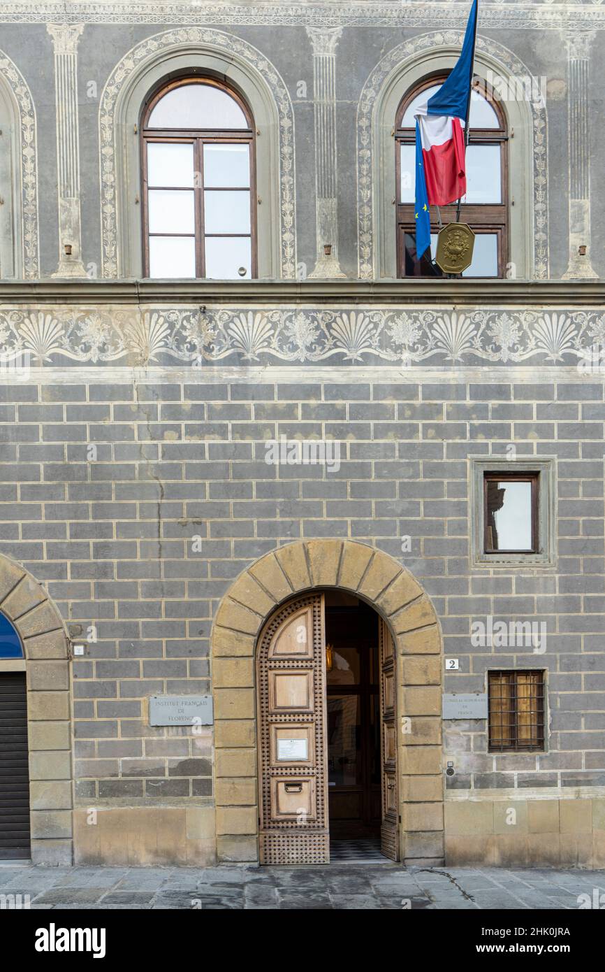 Florenz, Italien. Januar 2022. Außenansicht des Gebäudes des Französischen Instituts im historischen Zentrum der Stadt Stockfoto