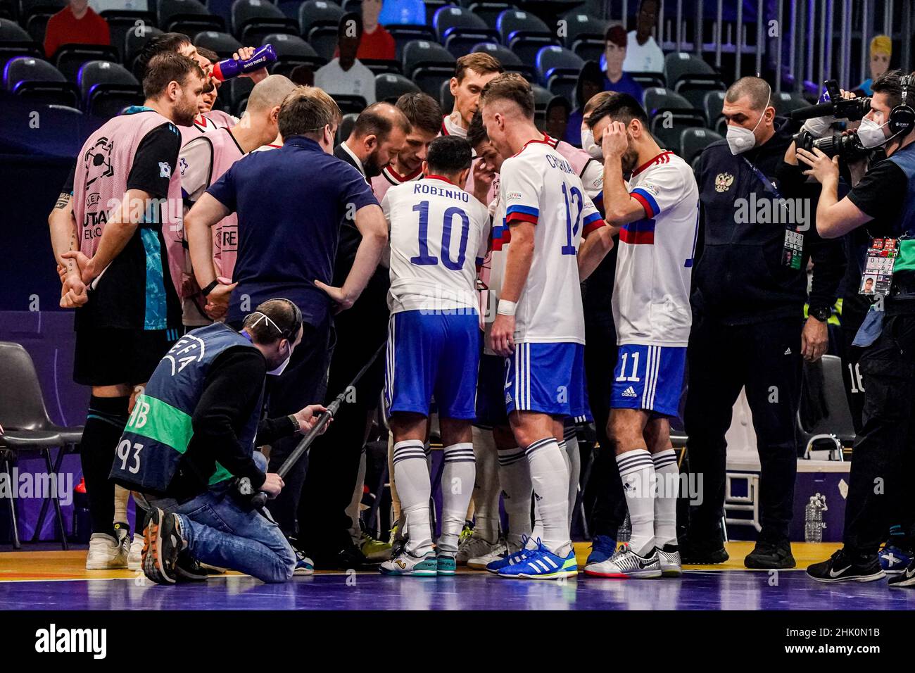 AMSTERDAM, NIEDERLANDE - 1. FEBRUAR: Team Russia beim Männer-Futsal-EM 2022-Viertelfinale zwischen Russland und Georgien am 1. Februar 2022 im Ziggo Dome in Amsterdam, Niederlande (Foto: Jeroen Meuwsen/Orange Picles) Stockfoto