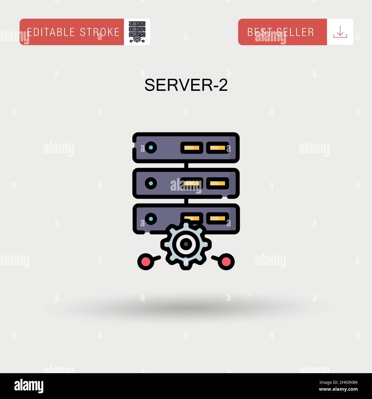 Server-2 einfaches Vektorsymbol. Stock Vektor
