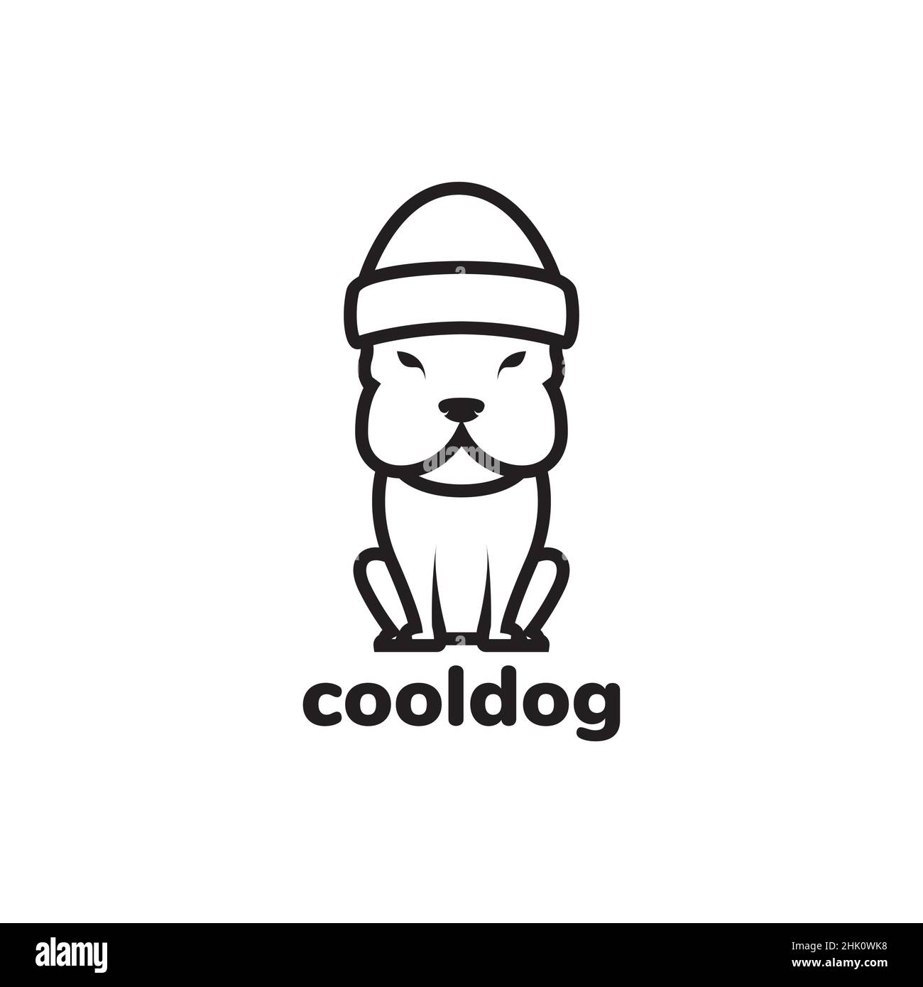 Niedlicher Hund mit Mütze Hut Logo-Design, Vektor Grafik Symbol Symbol Illustration kreative Idee Stock Vektor