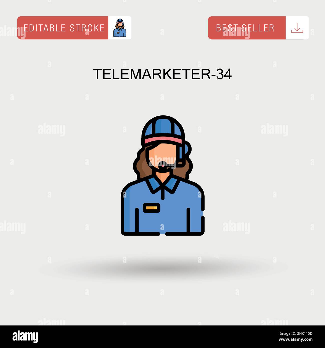 Telemarketer-34 einfaches Vektorsymbol. Stock Vektor