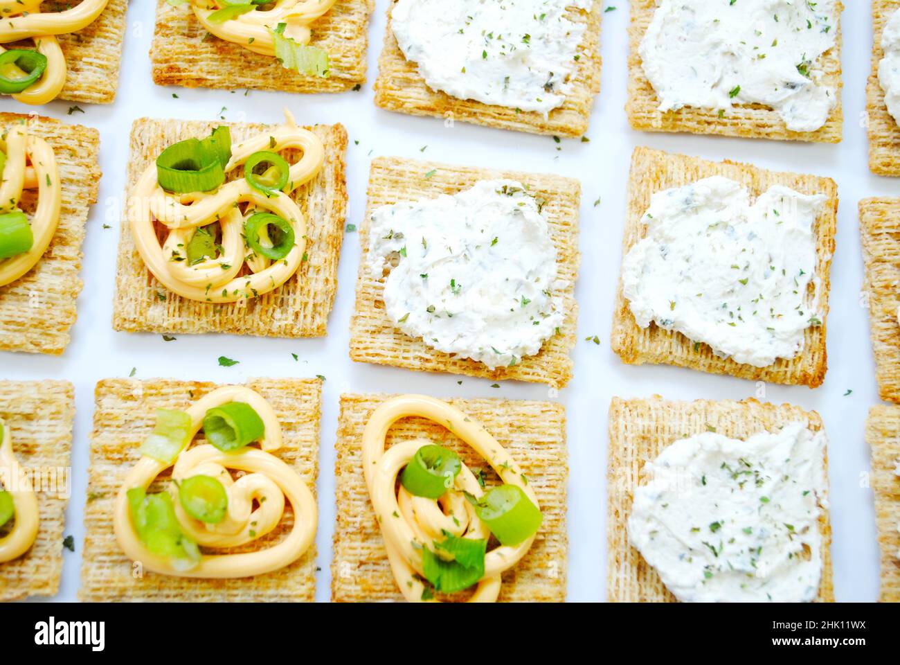 Fancy Shredded Wheat Cracker mit Käse und Kräutern Stockfoto