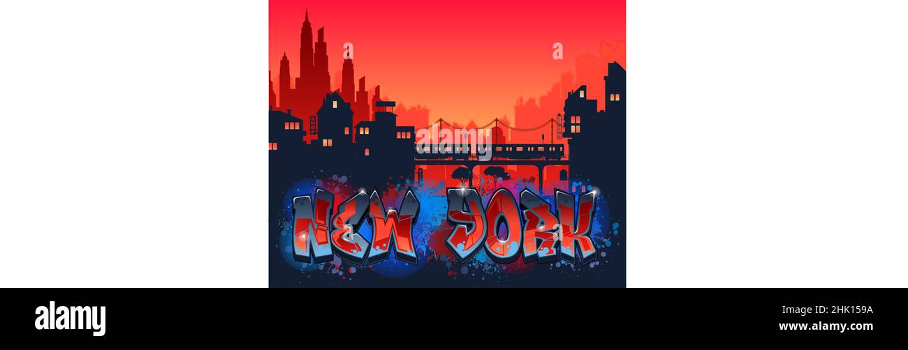 New York City Graffiti Art Szene Illustration Stock Vektor