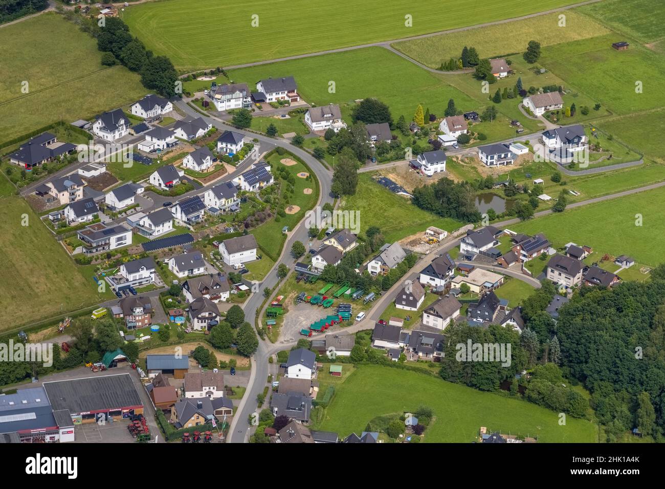 Luftaufnahme, Siedlung zum Stollen in Altenhof, Baustelle Jahnstraße, Wenden, Sauerland, Nordrhein-Westfalen, Deutschland, Bau wo Stockfoto