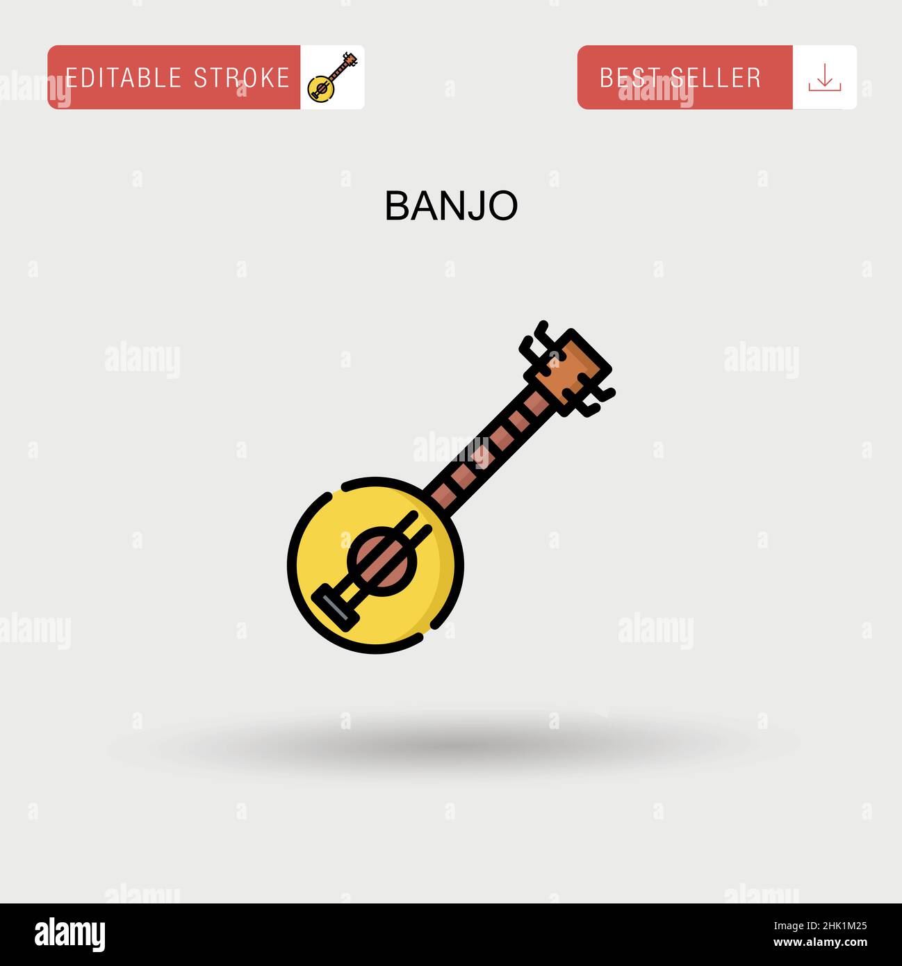 Einfaches Banjo-Vektor-Symbol. Stock Vektor