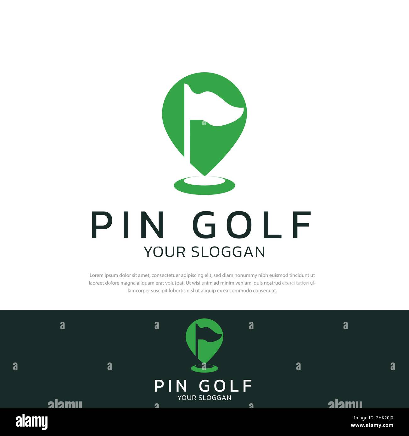 Kreatives Golf-Flaggen-Design und Kartenmarkierung. Premium Vector Stock Vektor