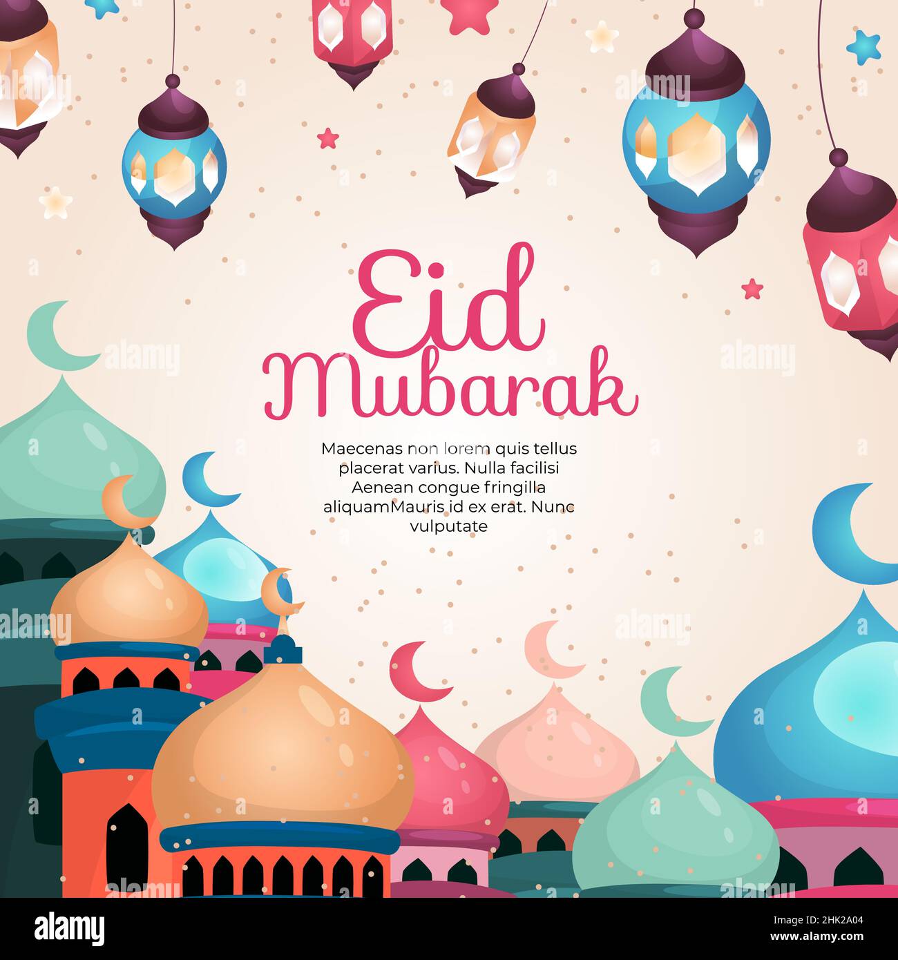 Ramadan-Grußkarte mit handgezeichneter flacher Form Stock Vektor