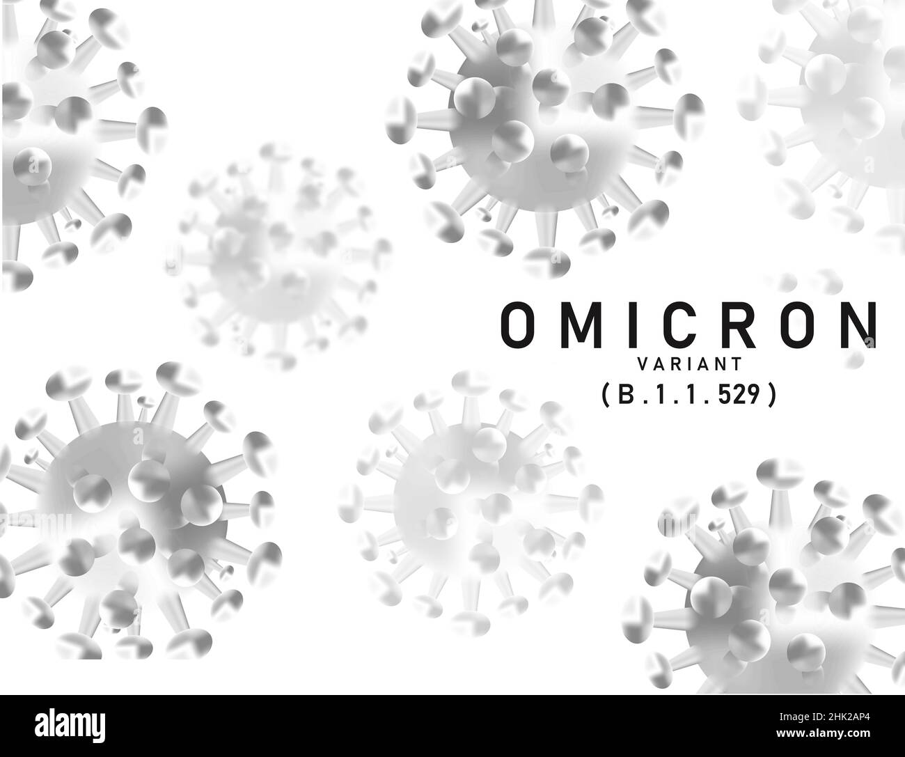 Omicron-Variante des Coronavirus Covid-19. Omicron-Strain SARS-CoV-2 Stockfoto