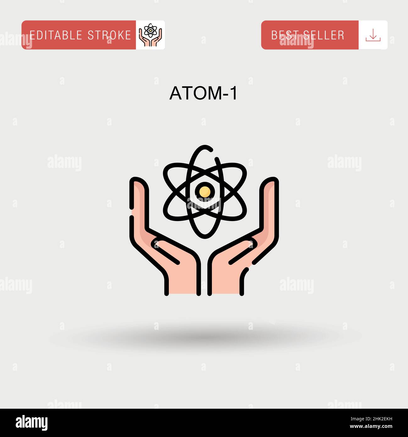 Atom-1 einfaches Vektorsymbol. Stock Vektor
