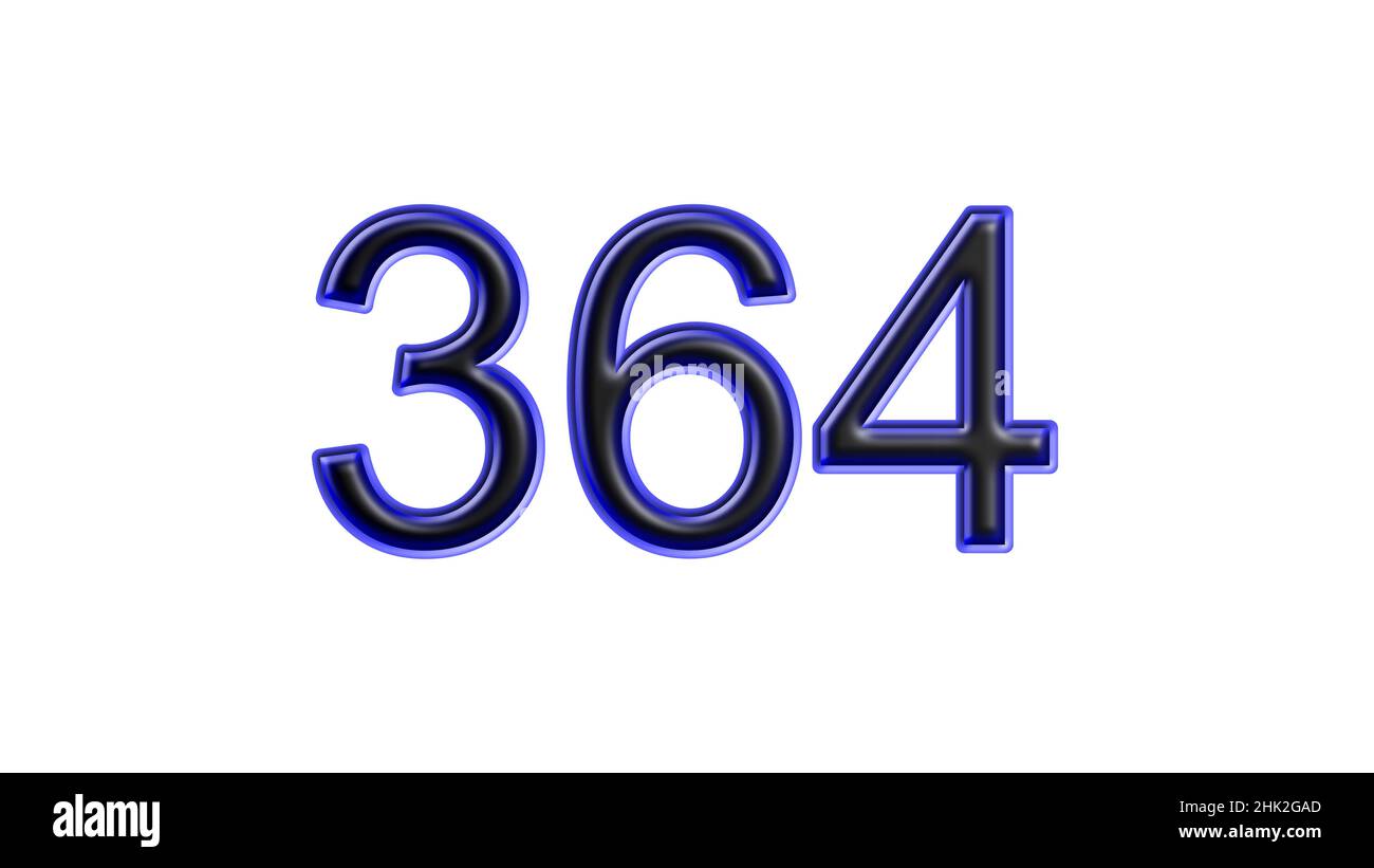 Blauer 364 Zahl 3D Effekt weißer Hintergrund Stockfoto