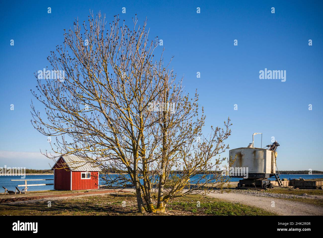 Schweden, Gotland Island, Blase, ehemalige Kalkfabrik, Dampfschaufel Stockfoto