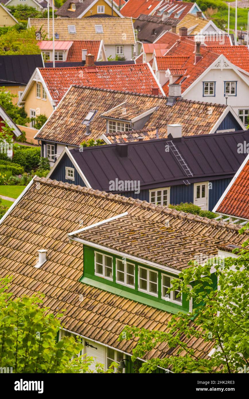 Schweden, Scania, Arild, Blick auf das Dorf mit hohem Winkel Stockfoto