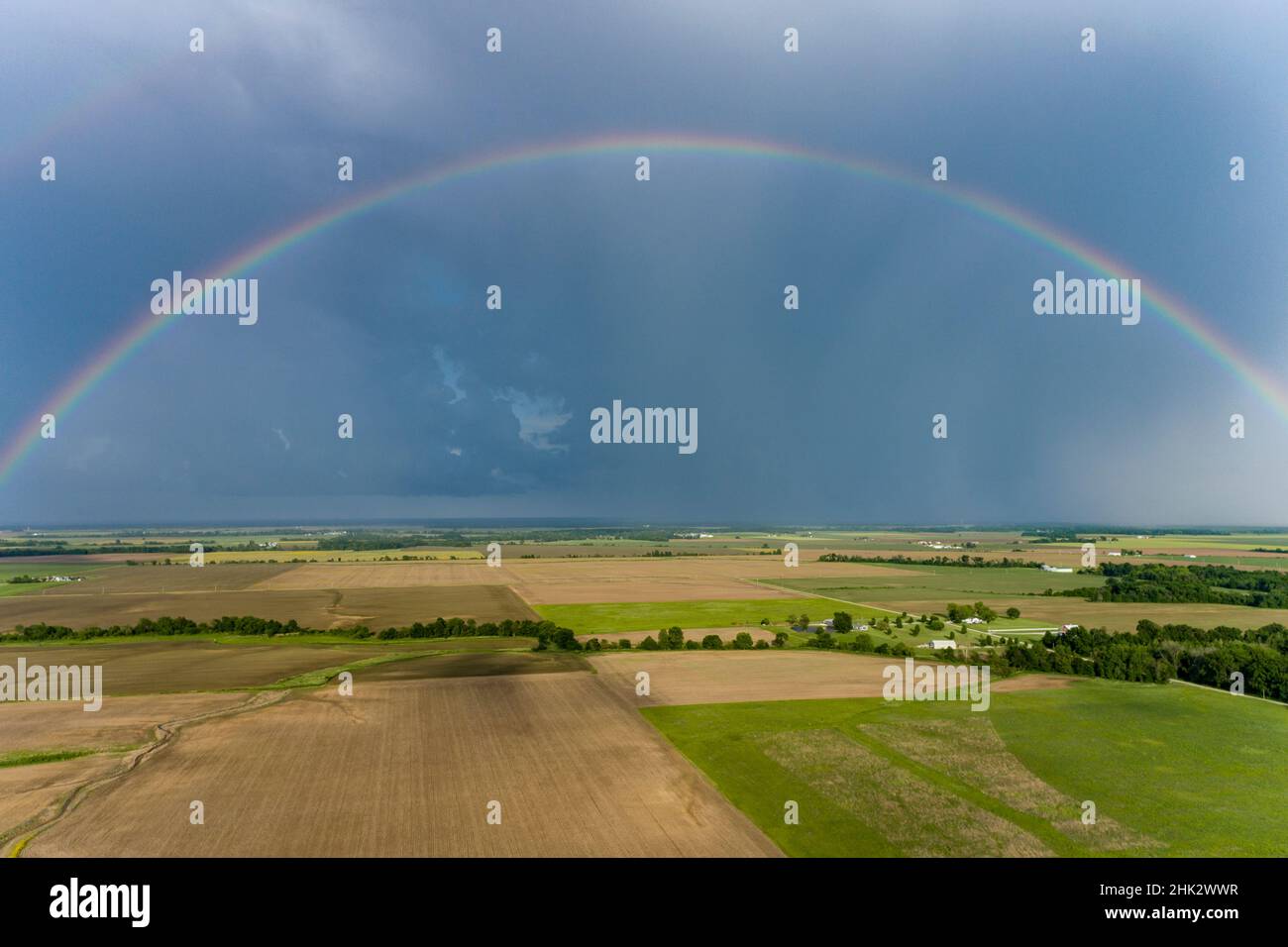 Regenbogen nach Sturm, Marion County, Illinois Stockfoto