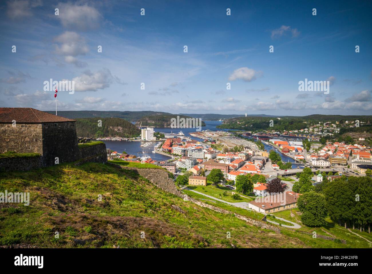 Norwegen, Ostfold County, Halden, Stadtansicht von der Festung Fredriksten Stockfoto