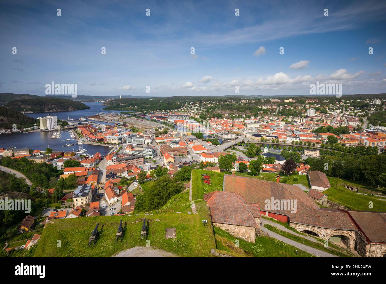 Norwegen, Ostfold County, Halden, Stadtansicht von der Festung Fredriksten Stockfoto