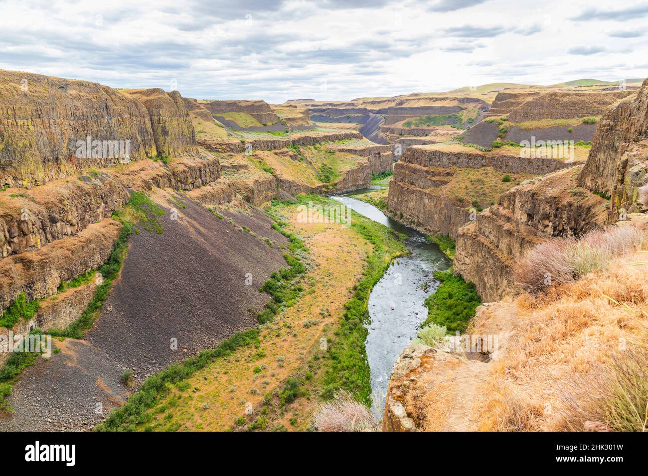 Palouse Falls State Park, Washington State, USA. Der Palouse River Canyon im Palouse Falls State Park. Stockfoto