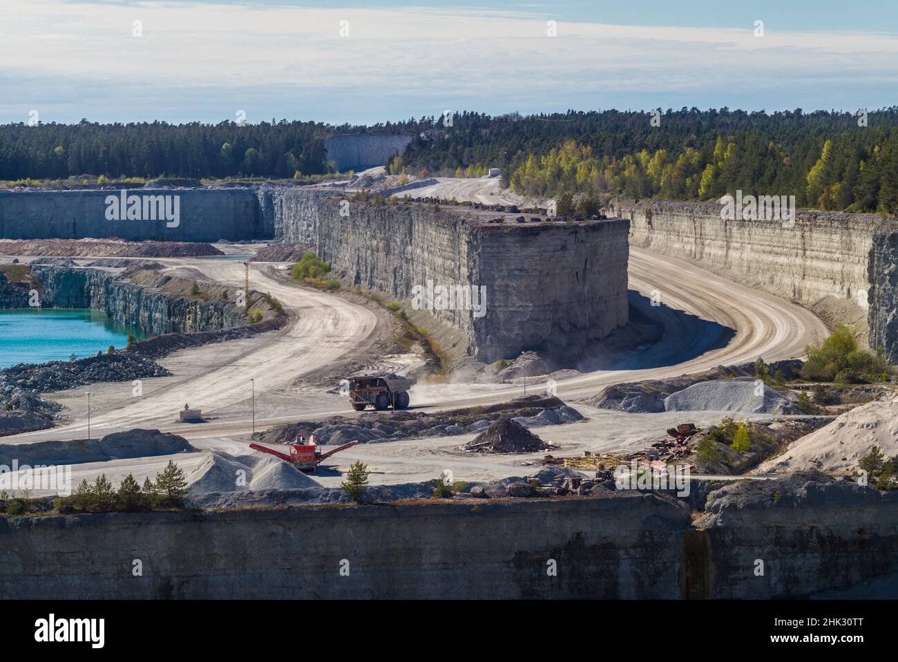 Schweden, Gotland Island, Slite, Kalksteinbruch, Hochwinkelansicht Stockfoto