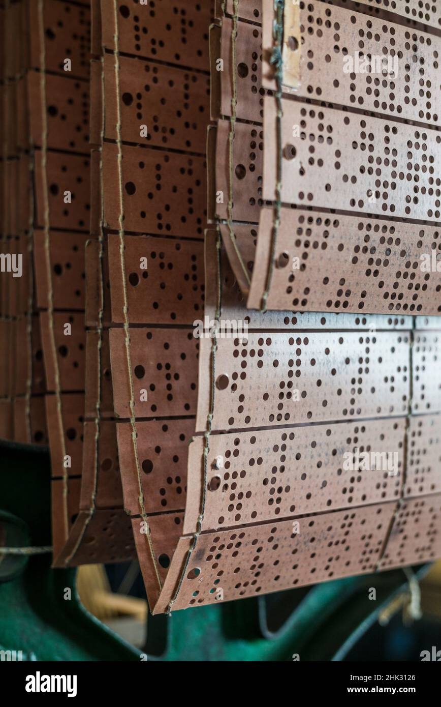 Schweden, Norrkoping, ehemalige Mühlenstadt, Jacquard-Lochkarten, früher Computer Stockfoto