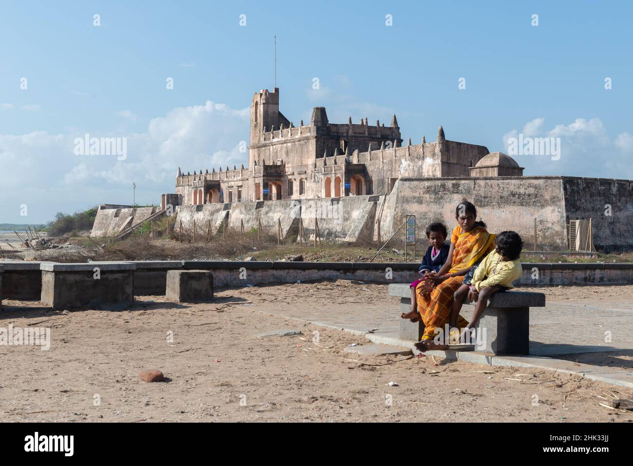 Tranquebar, Indien - Januar 2022: Dansborg Fort im Kolonialdorf Tranquebar. Stockfoto