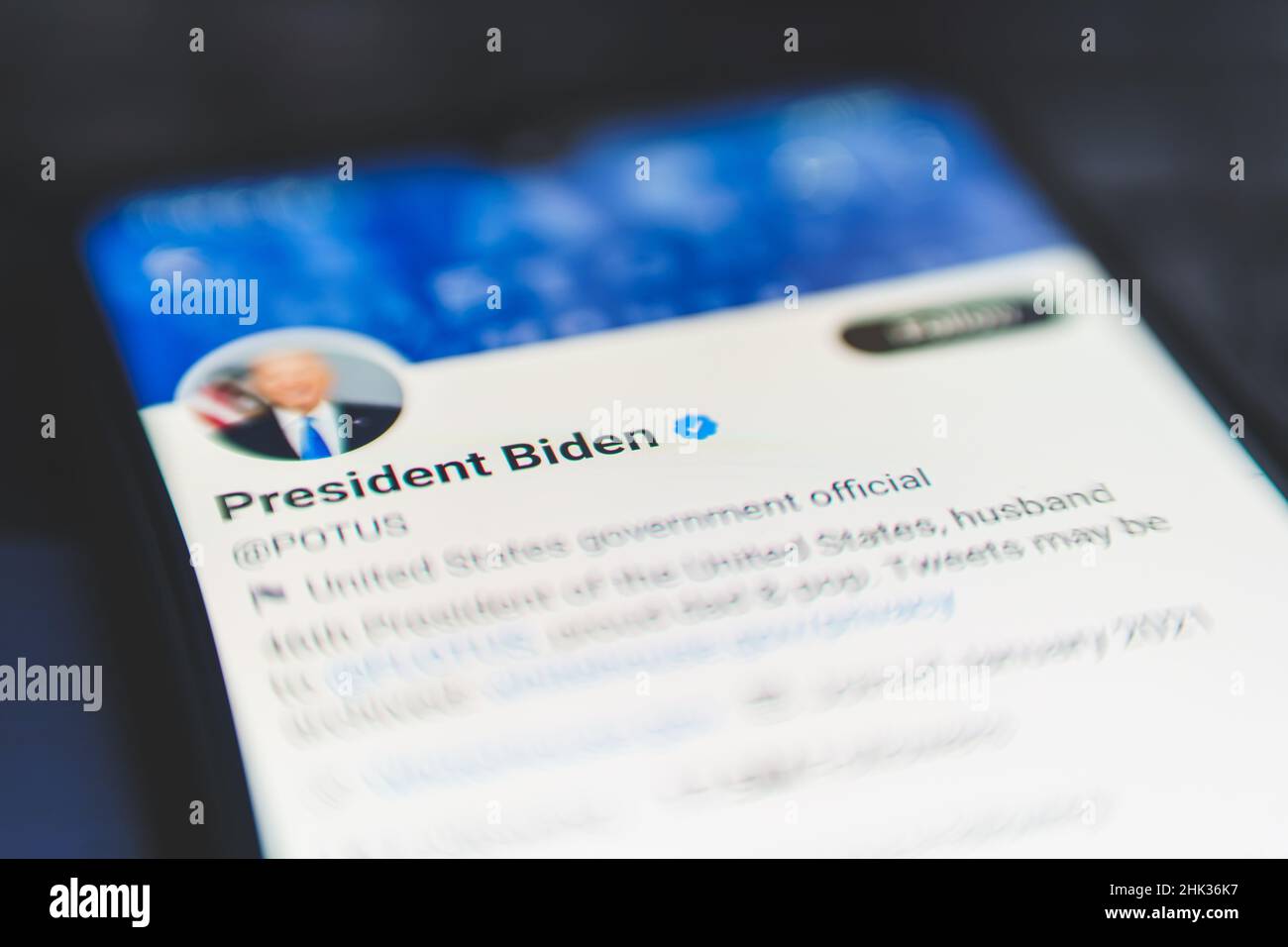 Joe Biden auf der Social-Media-Plattform Twitter. Joseph Robinette Biden Jr. ist ein amerikanischer Politiker, der 46th ist und heute Präsident der Vereinigten Staaten ist Stockfoto