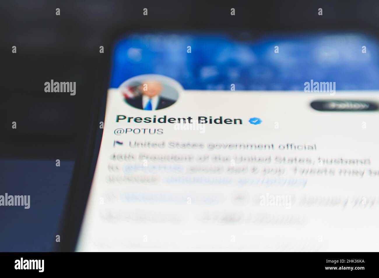 Joe Biden auf der Social-Media-Plattform Twitter. Joseph Robinette Biden Jr. ist ein amerikanischer Politiker, der 46th ist und heute Präsident der Vereinigten Staaten ist Stockfoto