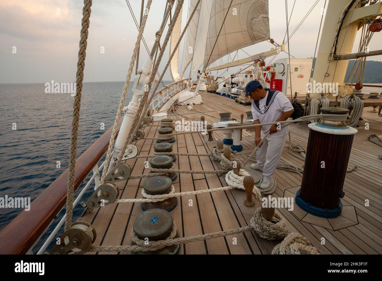 Star Clipper Segelkreuzfahrtschiff, Ko Surin, Thailand. Stockfoto