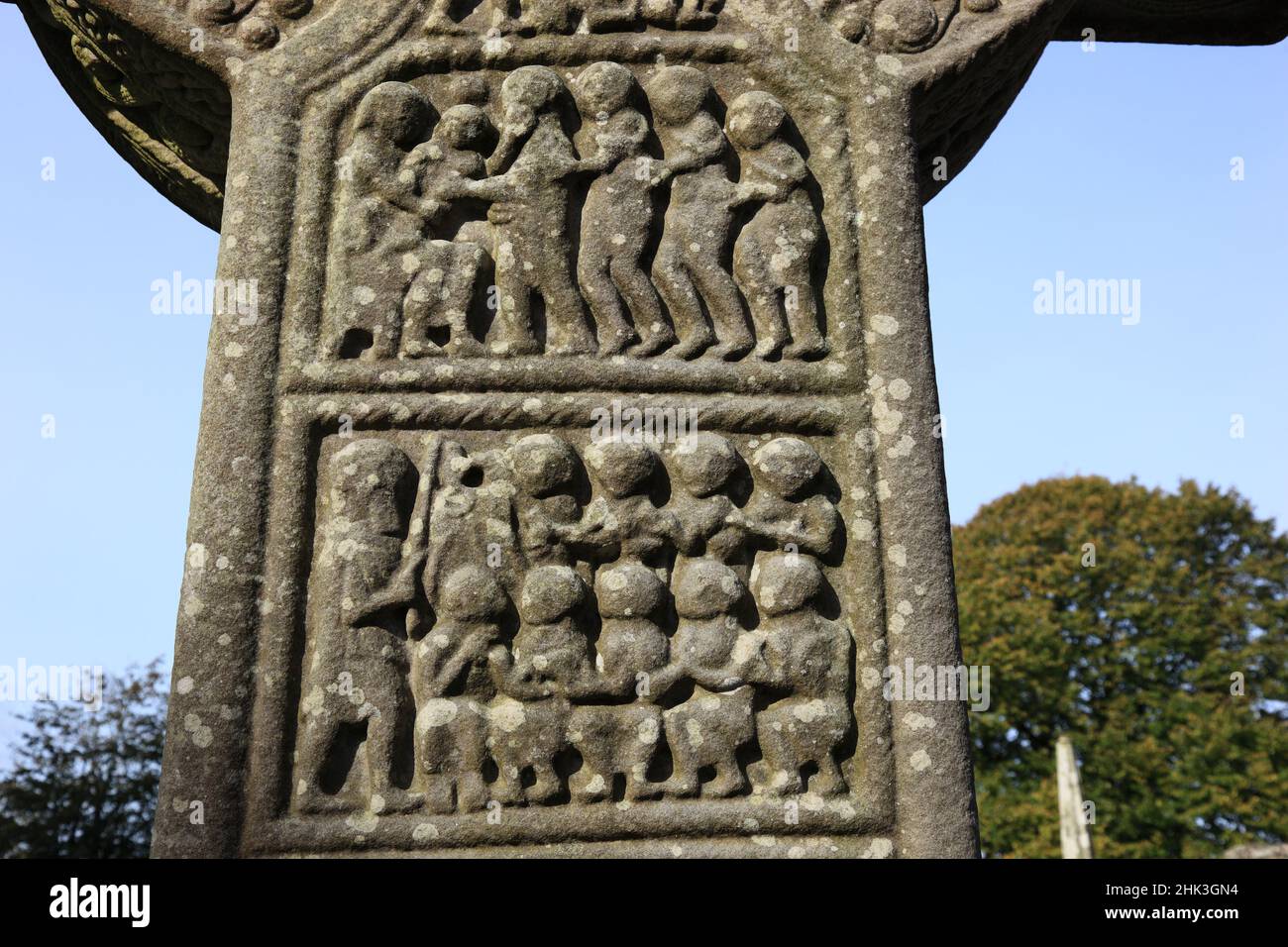 Muiredach-Kreuz, Cros Mhuireaigh, Keltenkreuz, Hochkreuz Kreuz von Muiredach, Mainistir Bhuithe, Monasterboice, eine Klosterruine der Iroschottischen Stockfoto