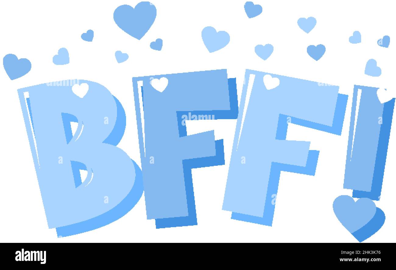 BFF oder BEST Friend Forever Schriftzug auf weißer Hintergrundgrafik Stock Vektor