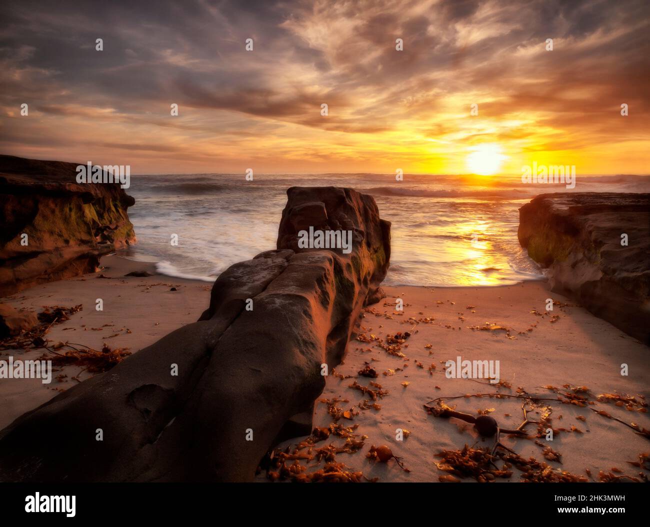 USA, Kalifornien, La Jolla, Sunset near Coast Blvd. Parken Stockfoto