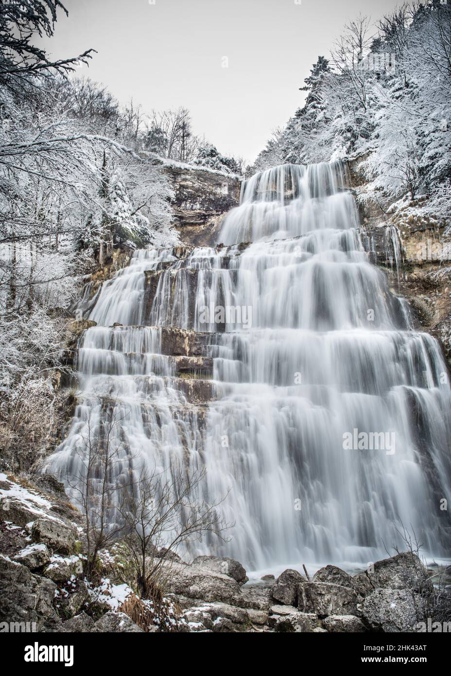 Wasserfälle von Hérisson, Ménétrux-en-Joux, Jura, Frankreich Stockfoto