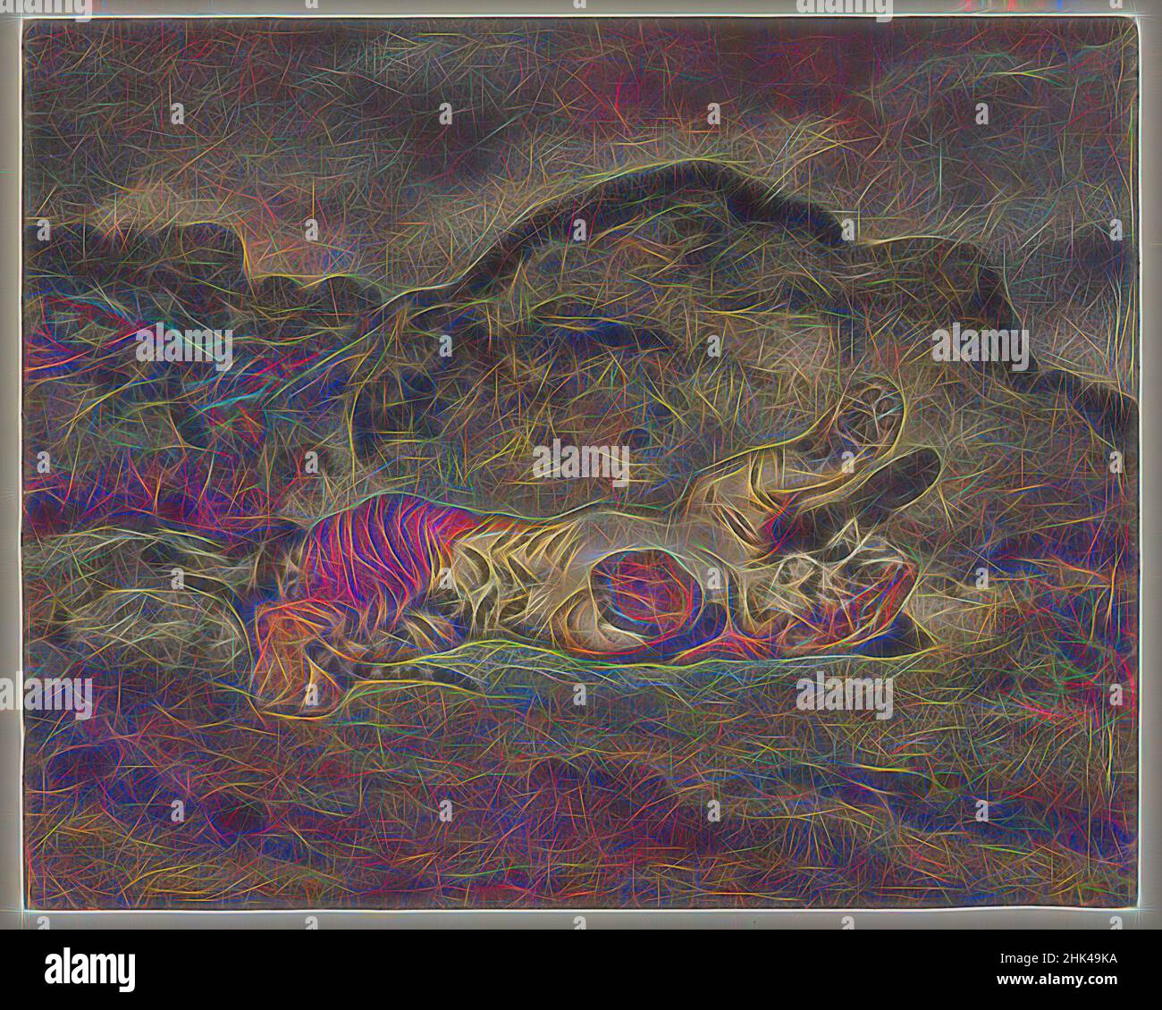 Inspiriert von Rolling Tiger, Tigre se roulant, Antoine-Louis Barye, Französisch, 1795-1875, Aquarell und opakes Aquarell auf Wove-Papier, Frankreich, ca. 1840, Blatt: 9 5/16 × 11 5/16 Zoll, 23,7 × 28,7 cm, Tier, barye, Tier, Katze, Deadly, europäische, Französische Kunst, indien, Landschaft, Nacht, Pfoten, verspielt, Pussycat, neu erfunden von Artotop. Klassische Kunst neu erfunden mit einem modernen Twist. Design von warmen fröhlichen Leuchten der Helligkeit und Lichtstrahl Strahlkraft. Fotografie inspiriert von Surrealismus und Futurismus, umarmt dynamische Energie der modernen Technologie, Bewegung, Geschwindigkeit und Kultur zu revolutionieren Stockfoto