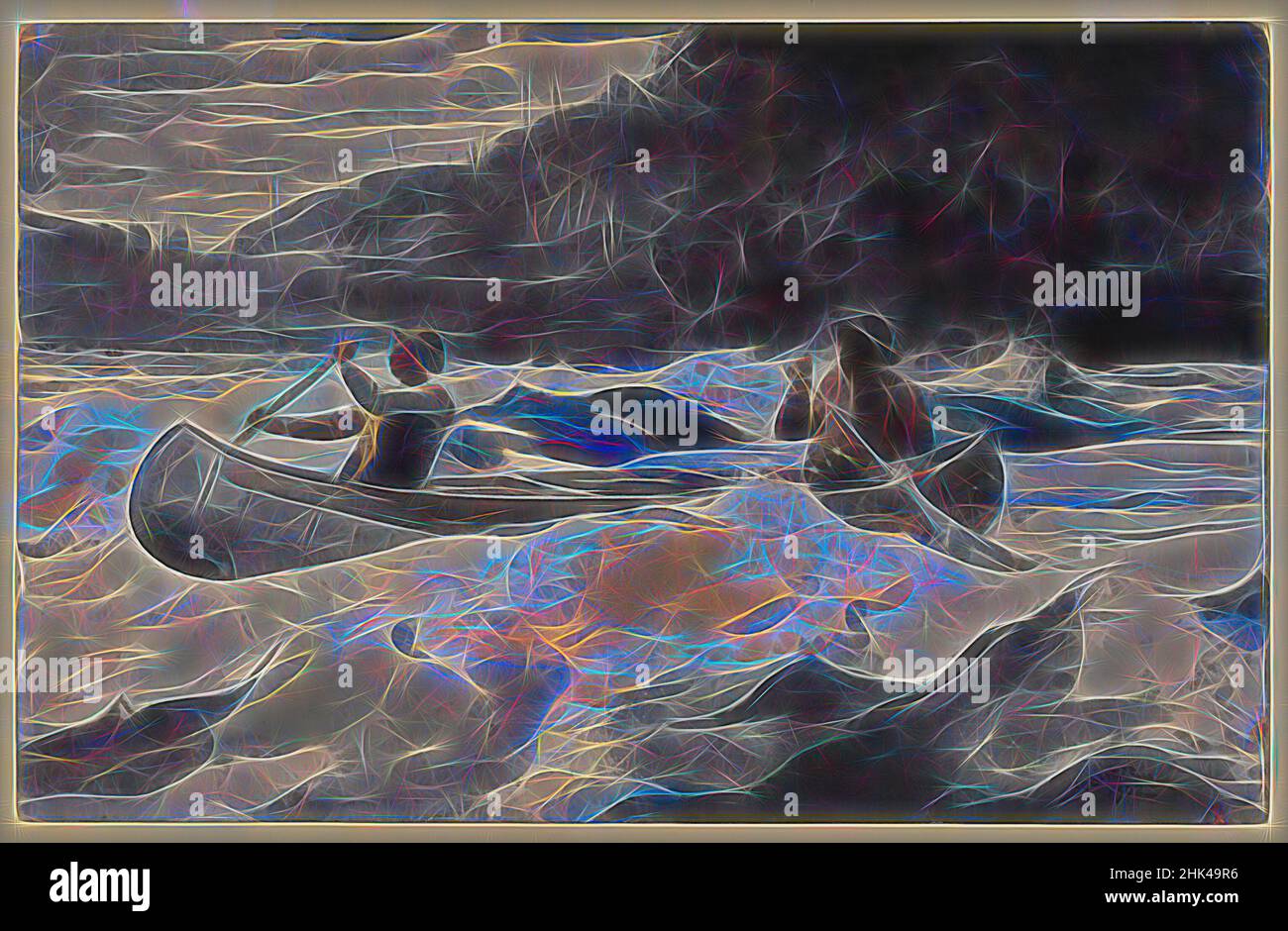 Inspiriert von Shooting the Rapids, Winslow Homer, American, 1836-1910, Aquarell über Graphit auf cremefarbenem, dickem, mäßig strukturiertem, gewobenem Papier mit Wasserzeichen, 1902, 13 15/16 x 21 13/16 Zoll, 35,4 x 55,4 cm, Boot, Kanu, ndd8, Ruder, Outdoor, Paddel, Erholung, Sport, Transport, Reisen, neu erfunden von Artotop. Klassische Kunst neu erfunden mit einem modernen Twist. Design von warmen fröhlichen Leuchten der Helligkeit und Lichtstrahl Strahlkraft. Fotografie inspiriert von Surrealismus und Futurismus, umarmt dynamische Energie der modernen Technologie, Bewegung, Geschwindigkeit und Kultur zu revolutionieren Stockfoto