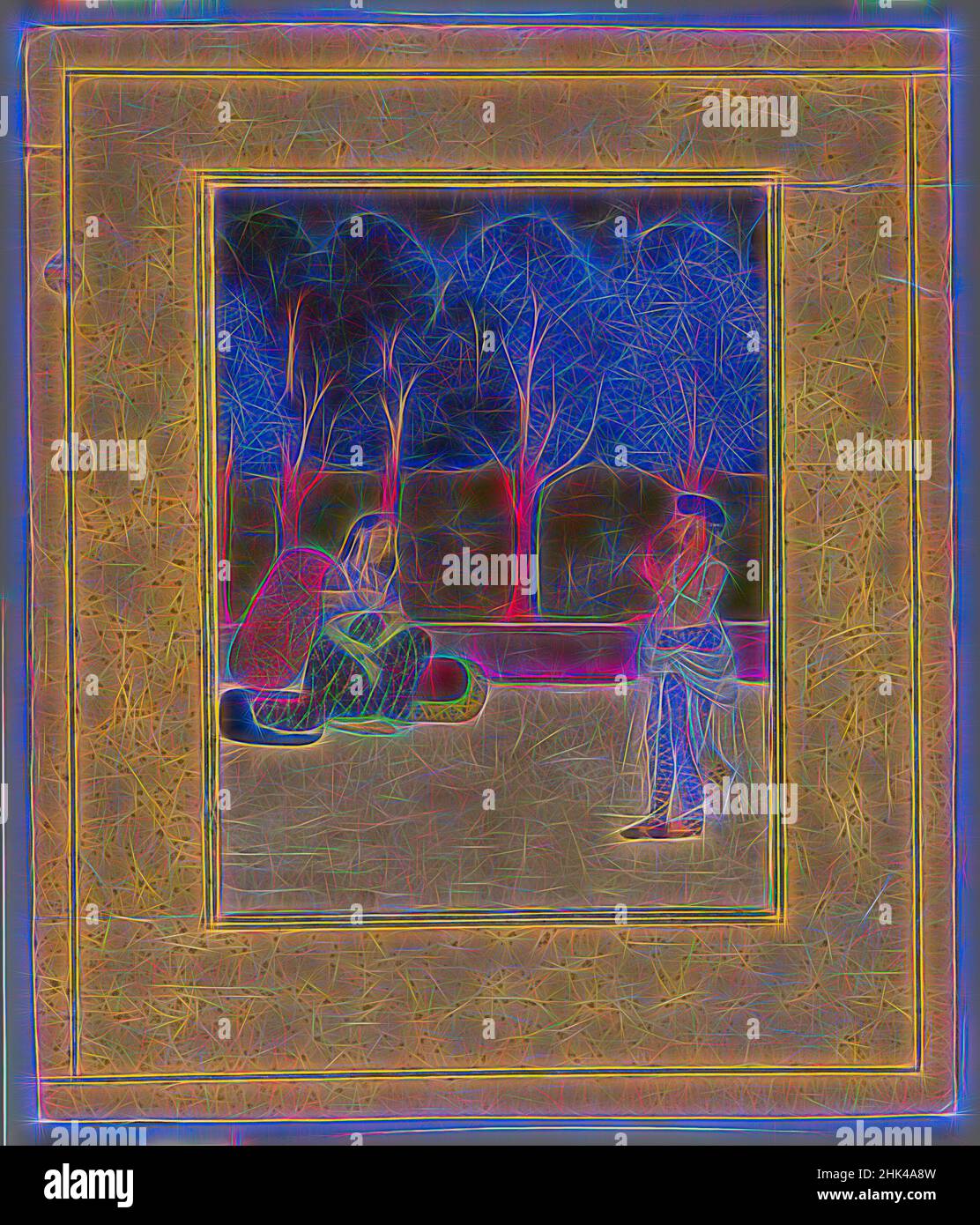 Inspiriert von Indian Picture, Fragment, opak Aquarelle auf Papier, ca. 1800, insgesamt: 9 1/4 x 7 3/4 Zoll, 23,5 x 19,7 cm, neu gestaltet von Artotop. Klassische Kunst neu erfunden mit einem modernen Twist. Design von warmen fröhlichen Leuchten der Helligkeit und Lichtstrahl Strahlkraft. Fotografie inspiriert von Surrealismus und Futurismus, umarmt dynamische Energie der modernen Technologie, Bewegung, Geschwindigkeit und Kultur zu revolutionieren Stockfoto